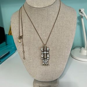 J. Crew gold and crystal pendant long necklace
